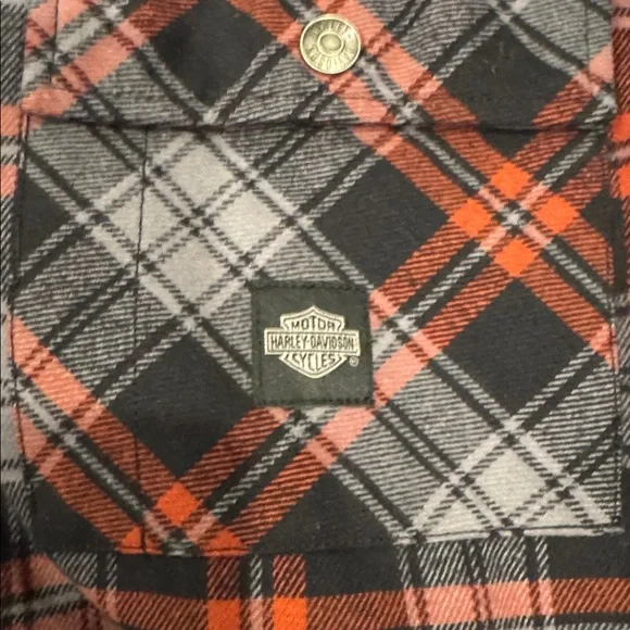 Harley-Davidson Orange and Black Plaid Jacket - Picture 2 of 6
